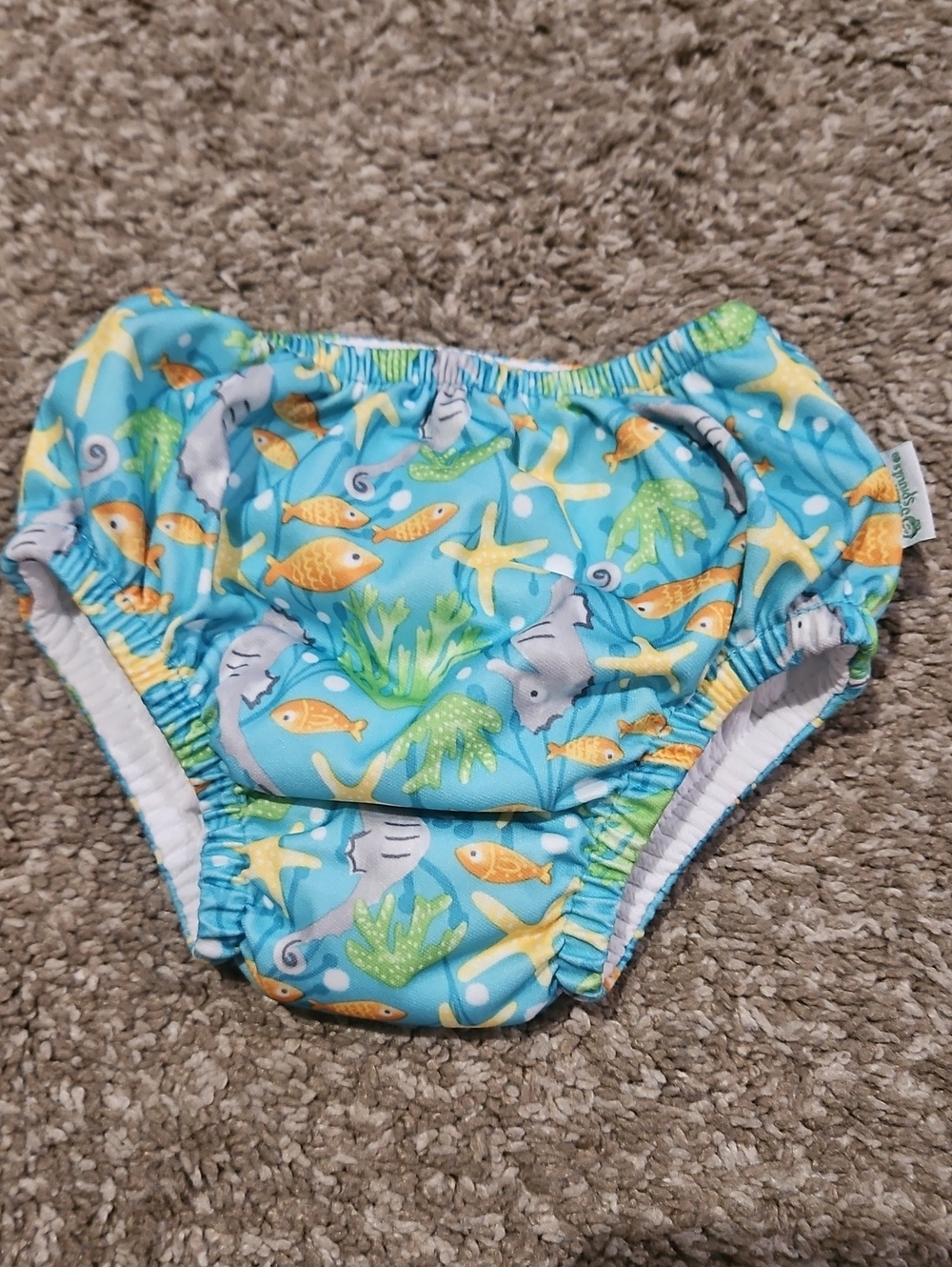 Green Sprout Swim Diaper Cover with Ocean Print 18months